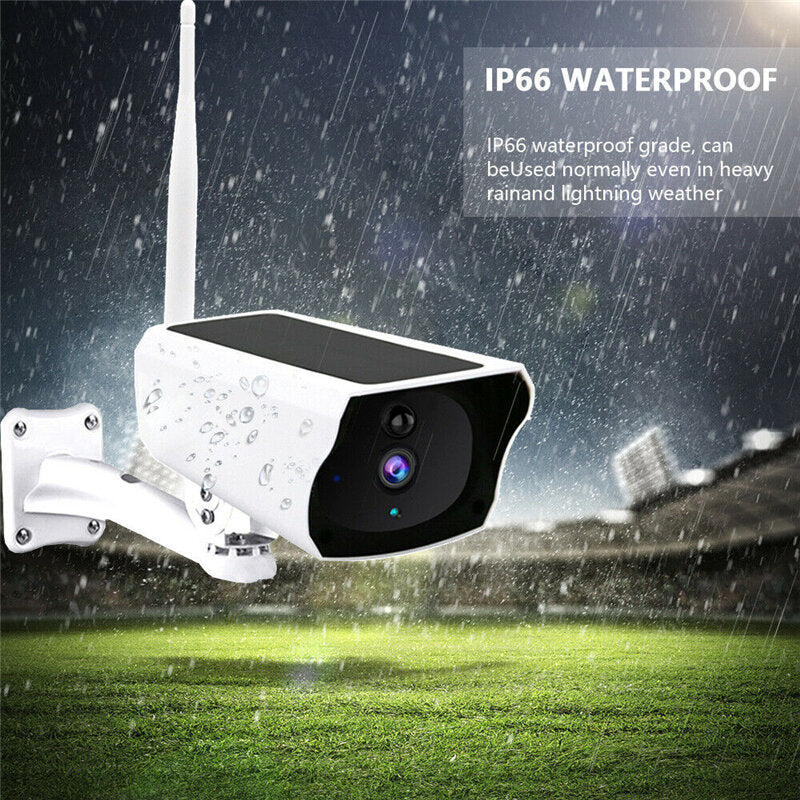 1080P HD WiFi Solar Security Camera - Night Vision, Wireless, PIR Motion Alarm, IP67 Weatherproof