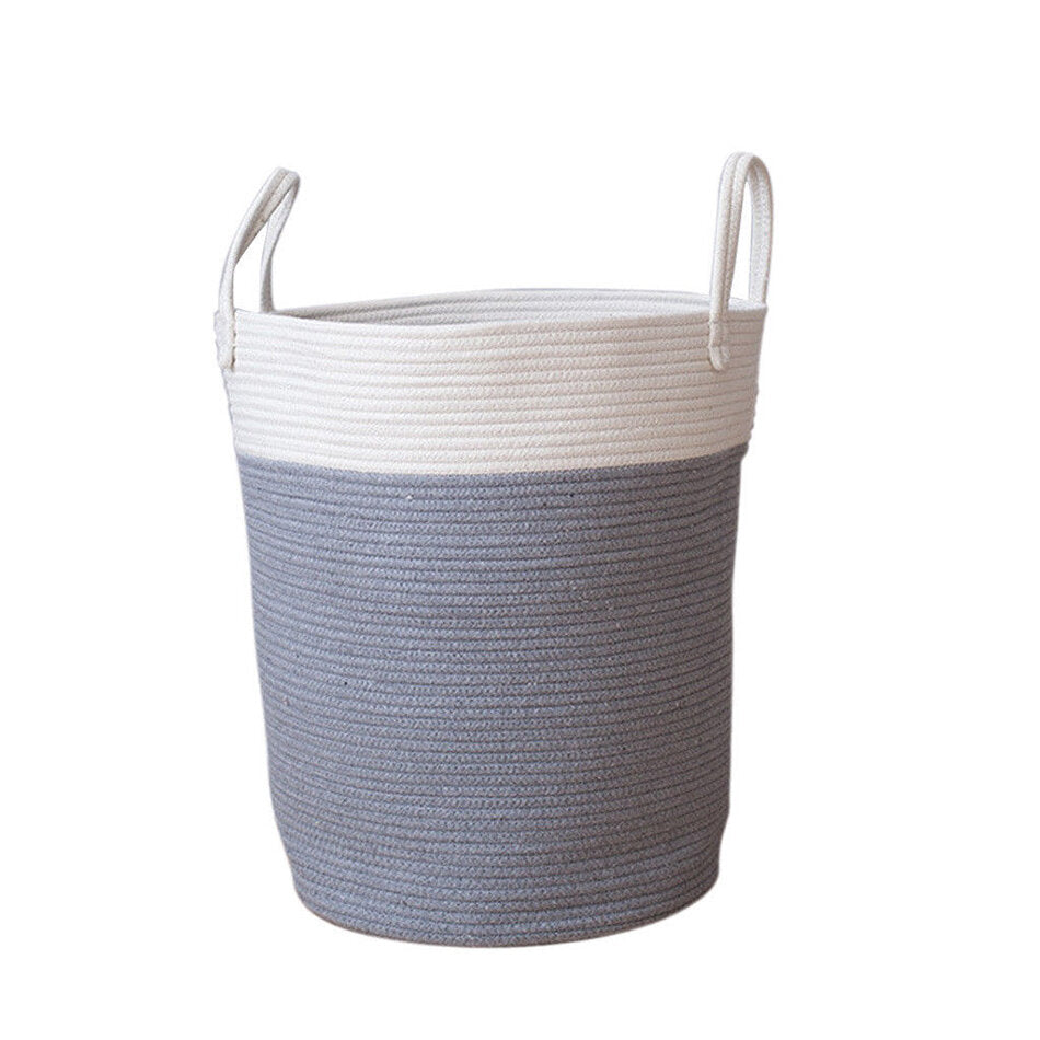 Cotton Rope Storage Basket - Baby Laundry Woven Basket with Handles