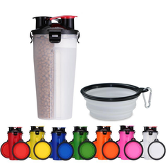 Portable 2-in-1 Pet Food & Water Container with Folding Silicone Bowls - Travel Dog Feeder Cup