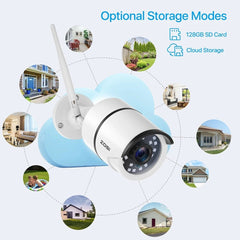 2MP HD 1080P WiFi IP Camera Outdoor Waterproof IP67, 2-Way Audio, AI Human Detection, Night Vision Security Surveillance