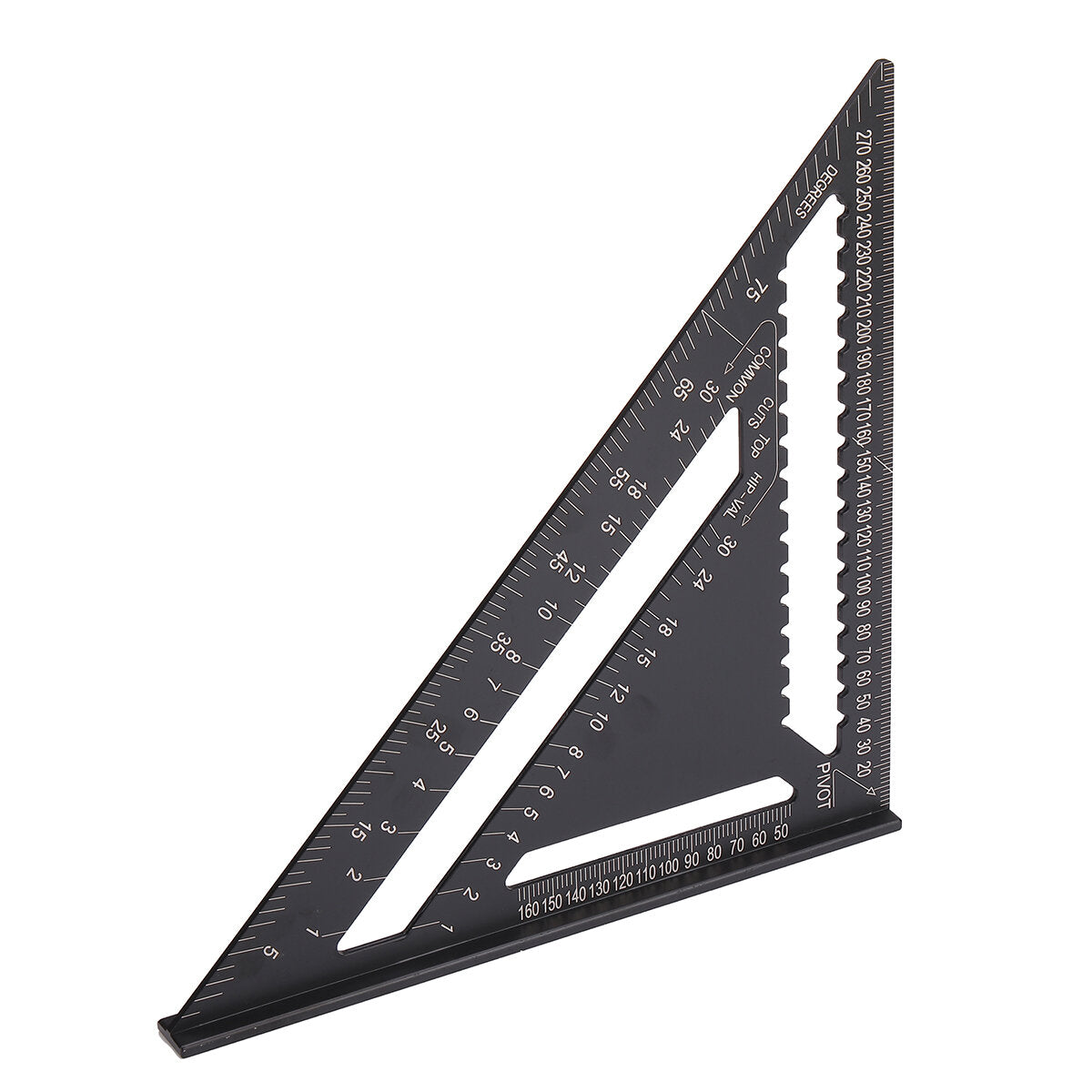 12" Aluminum Alloy Triangle Ruler with Protractor, Scriber, and Sawtooth Guide - Multifunctional Tool