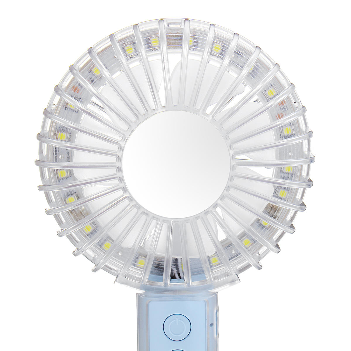 2-in-1 USB Rechargeable Mini Handheld Fan with Mirror and Light - Portable Desk and Personal Cooling Fan