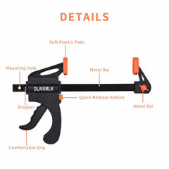 4PC 4" Quick Release F-Bar Clamps Woodworking Grip & Ratchet Tool Kit