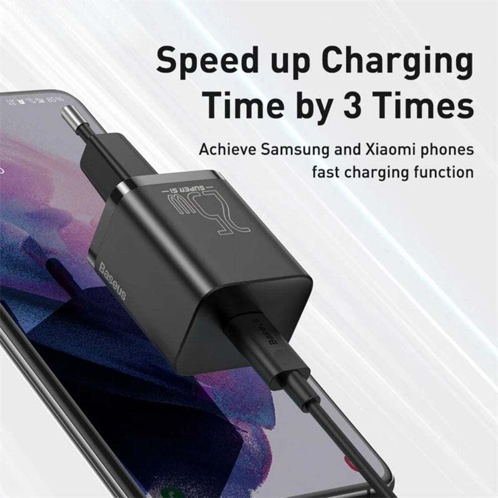 25W USB-C PD3.0 QC3.0 Fast Charger with 1M Type-C Cable - EU Plug