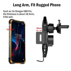 15W Wireless Car Charger Stand for Ulefone Power Armor 18/18T Ultra - Fast Charging and Secure Mount