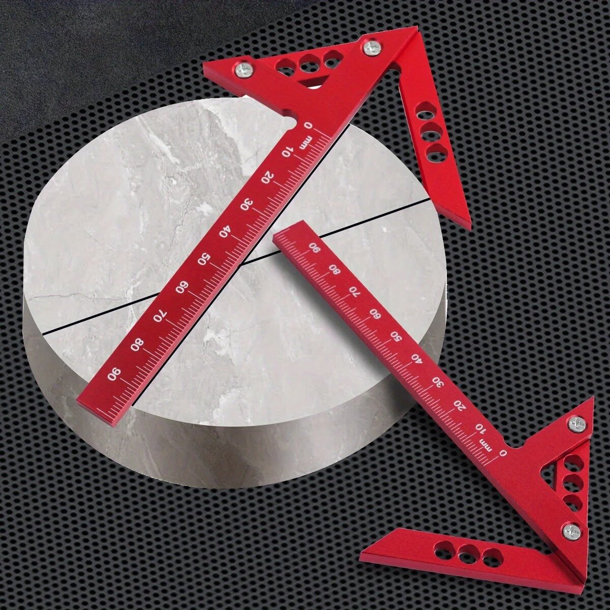 Aluminum Center Finder Square - 45/90 Degree Woodworking Angle Ruler & Scribe