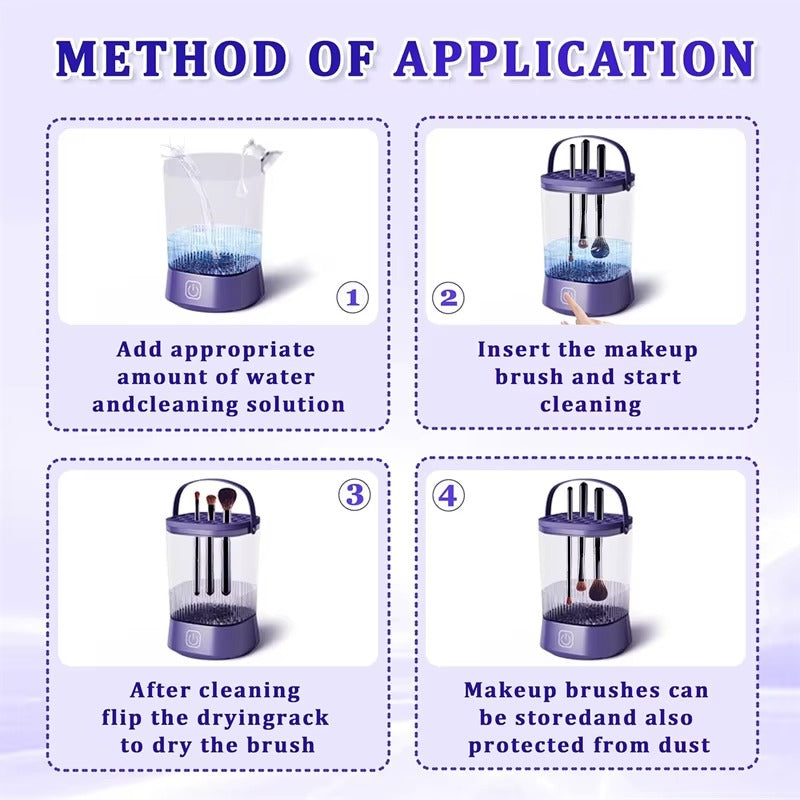 Elektrischer 3-in-1-Make-up-Pinselreiniger und UV-Sterilisator, Aufladen über USB-C, automatischer Pinselreiniger