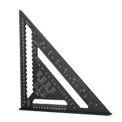 12" Aluminum Alloy Triangle Ruler with Protractor, Scriber, and Sawtooth Guide - Multifunctional Tool