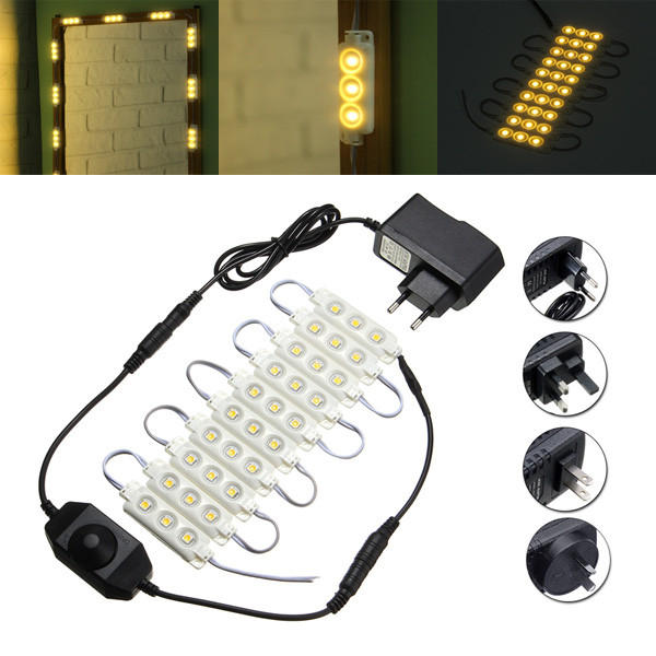 1.5M Waterproof Warm White LED Strip Light Kit SMD5050 for Mirror Signage Lamp + DC12V Adapter