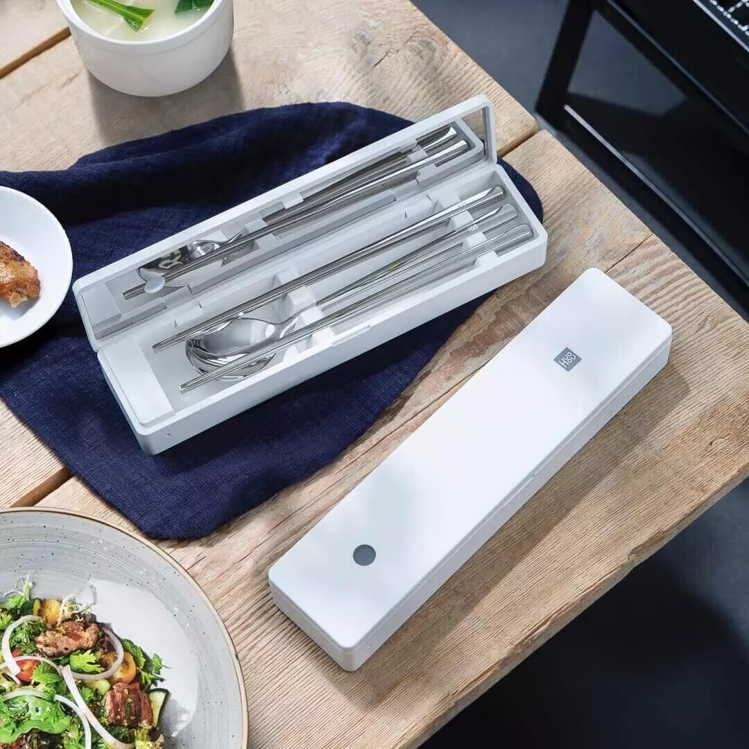 Auto-Sensing Portable Cutlery Box with 99.99% Sterilization Rate