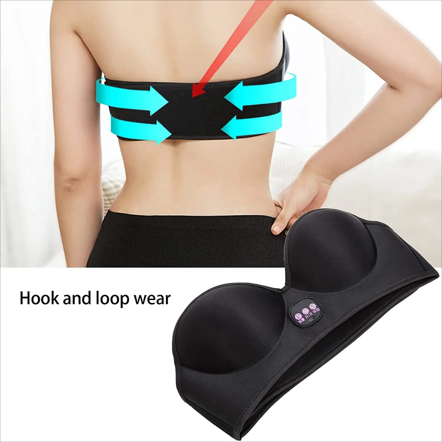 Electric Breast Massage Bra with Infrared Heating, Chest Enlargement Stimulator, Enhances Circulation & Relieves Pain