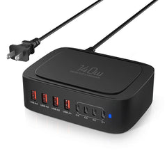 140W 8-Port USB PD Ladegerät, Schnellladestation für iPhone, Huawei, Samsung, Xiaomi