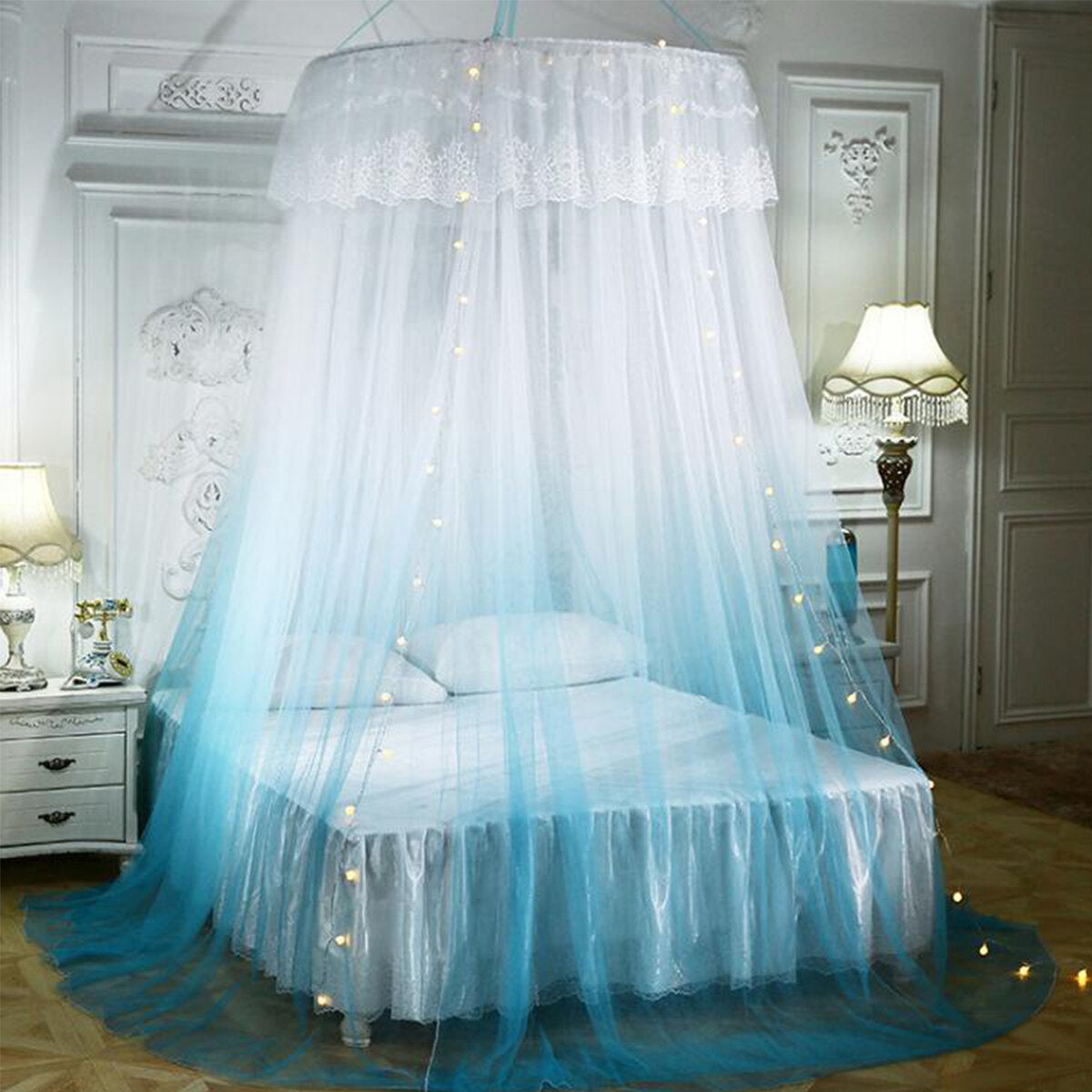 Ceiling-Mounted Foldable Bed Canopy Mosquito Net - Easy Installation, Home Dome Design