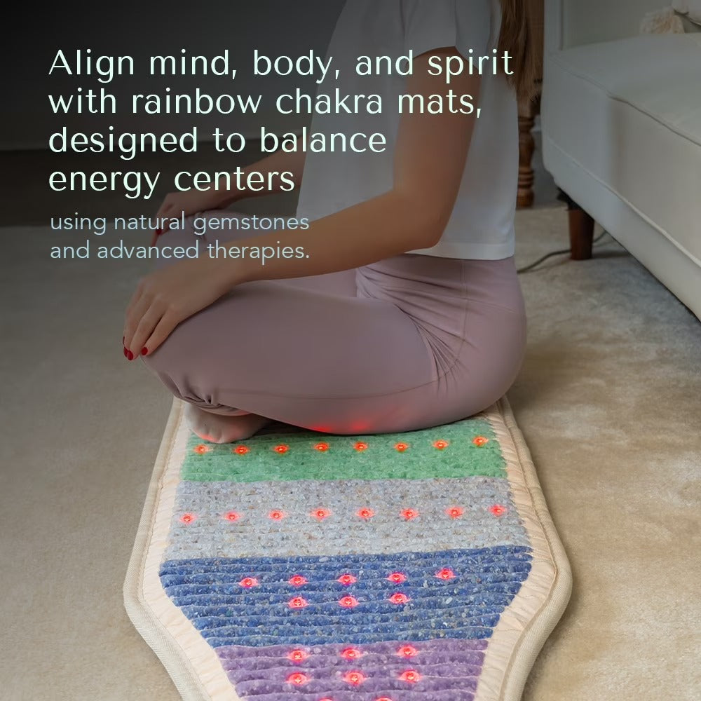 Premium Heated Chair Pad 57x18" | PEMF FIR Infrared Mat with 7 Natural Healing Stones for Pain Relief & Wellness