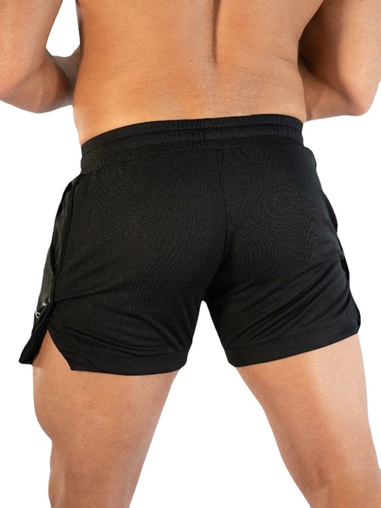 Schnelltrocknende Stretch-Strandshorts für Herren – einfarbig, lockere Passform, Kordelzug in der Taille