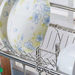 Double Layer Stainless Steel Rack Shelf for Kitchen Dishes - 64/74/84cm Storage Organizer