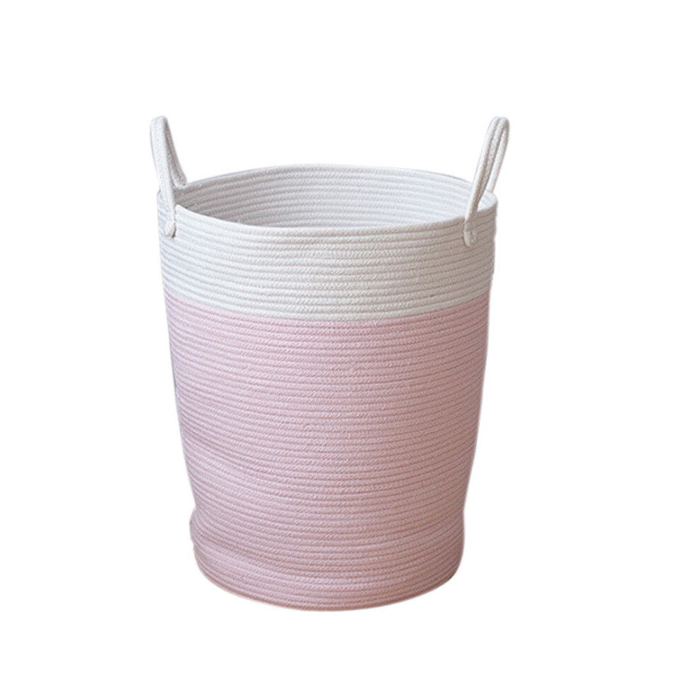 Cotton Rope Storage Basket - Baby Laundry Woven Basket with Handles