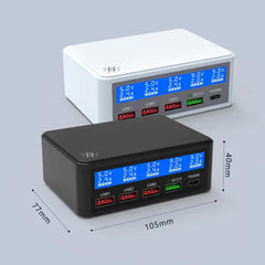 65W 5-Port USB PD Ladegerät, Schnellladestation für iPhone, Samsung, Huawei, Xiaomi