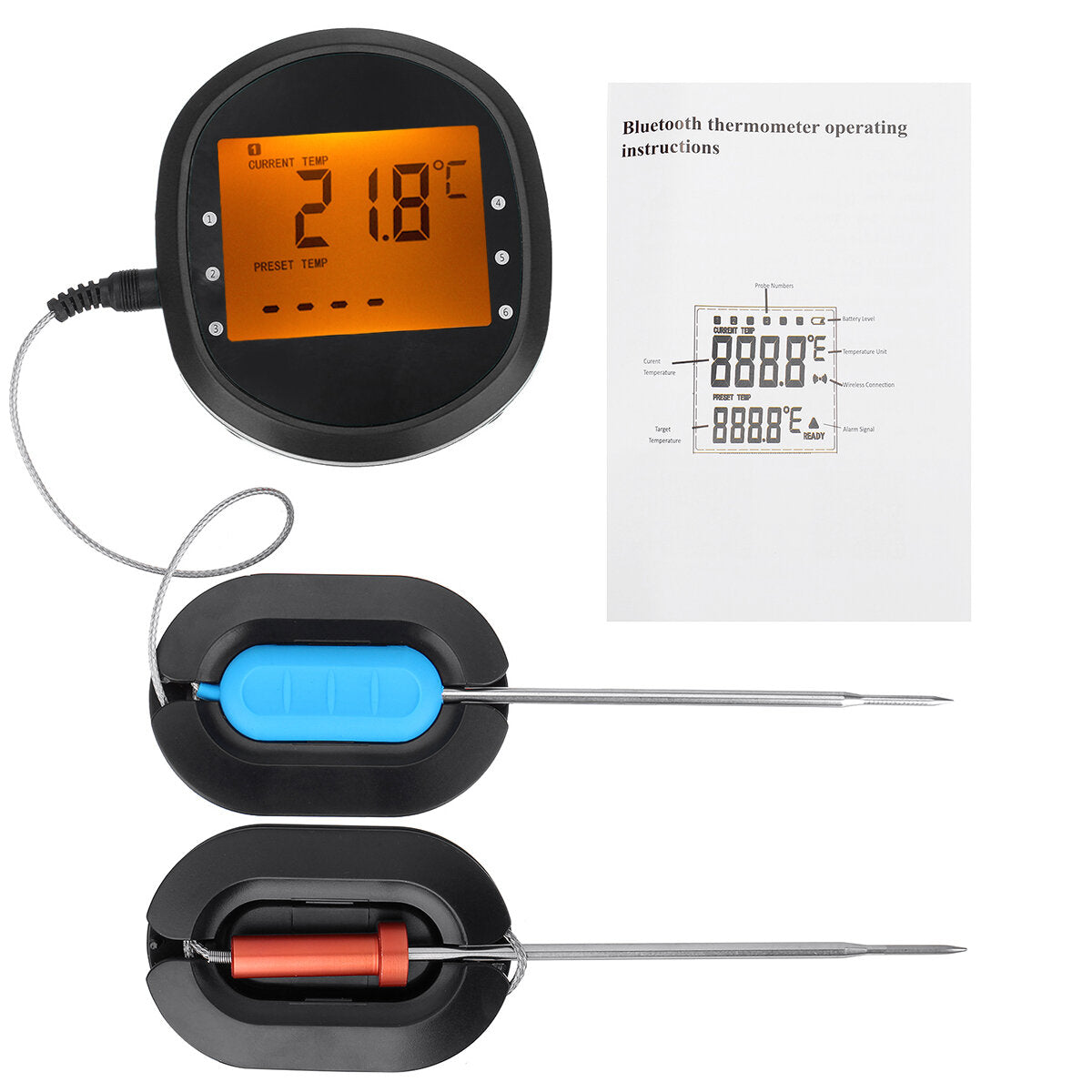 Bluetooth Wireless Cooking Thermometer for Kitchen, Oven, Grill, and BBQ