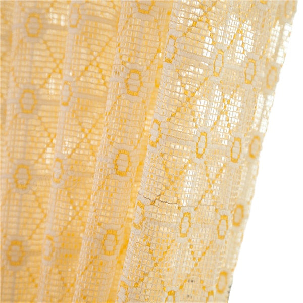 2 Panel Champagne Sheer Tulle Curtains for Bedroom or Balcony - Hollow Out Window Screening