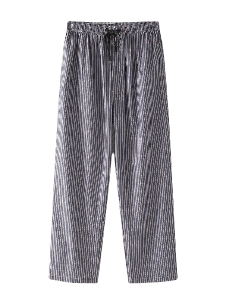 Gestreifte Pyjamahose für Herren mit Kordelzug und Tasche, lässig, für zu Hause