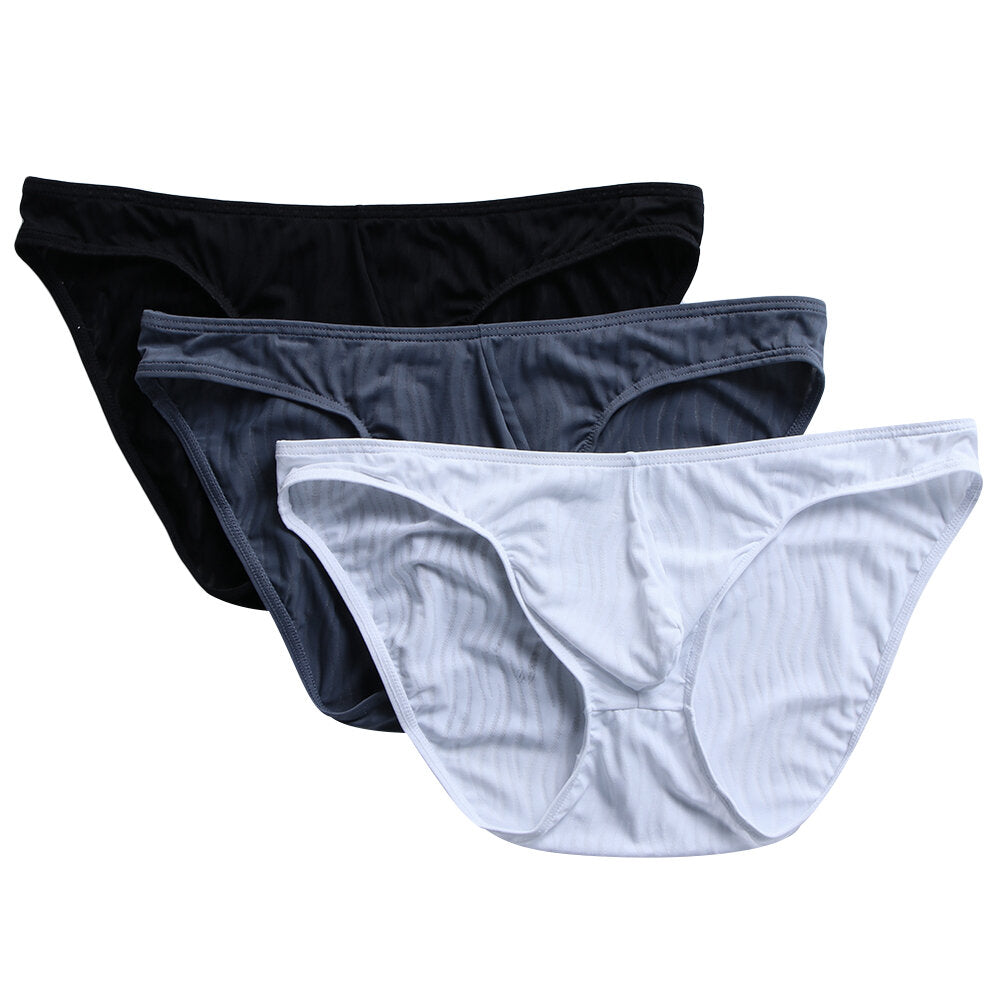 3D Pouch Translucent Ice Silk Low Waist Solid Color Briefs