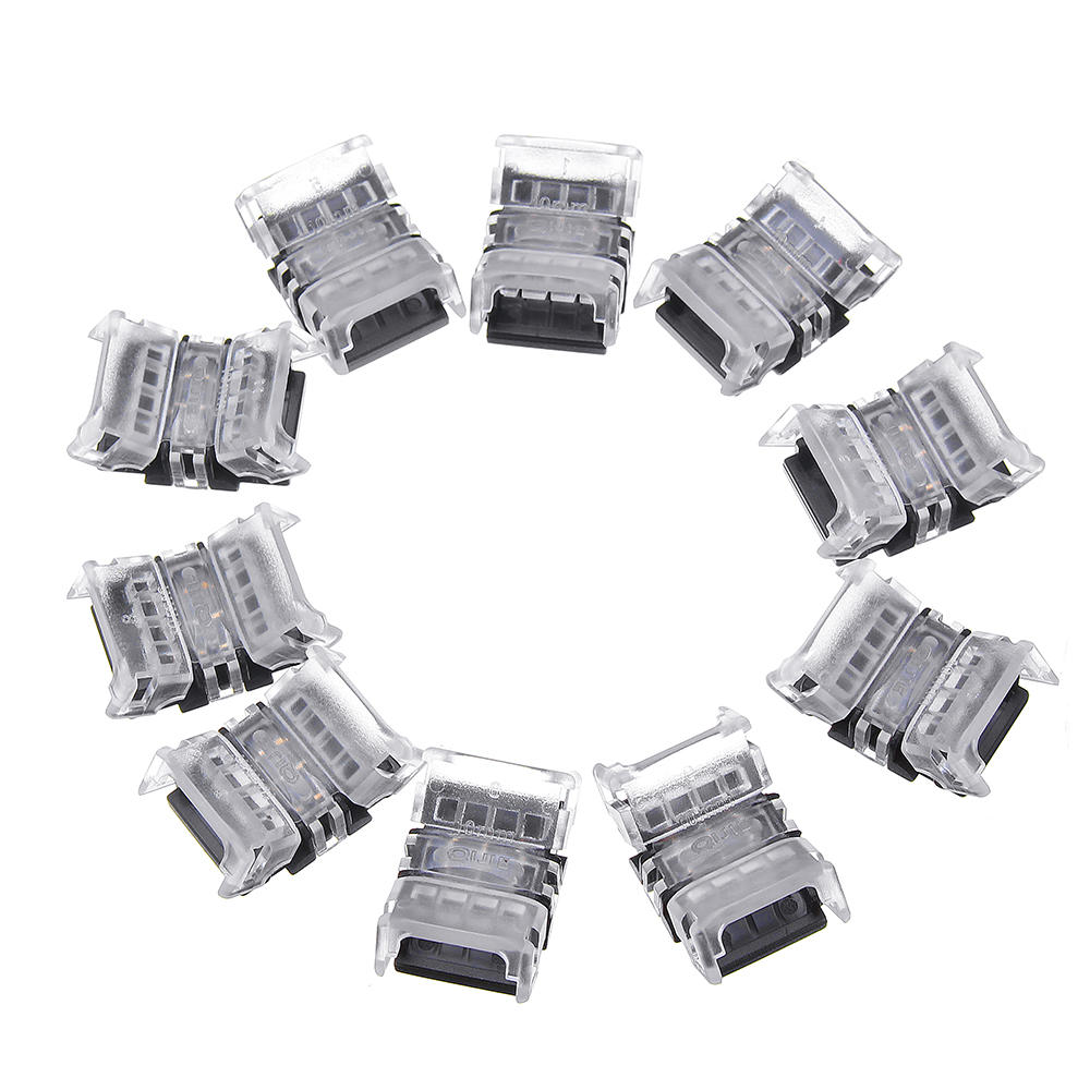 10PCS 3-Pin 10MM IP20 LED Tape Connector for 1903 2811 2812 RGB Strip Lights - Board to Board Terminal