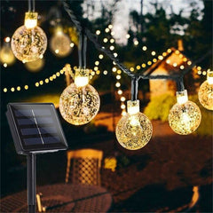 12M 100LED Solar String Lights, 8 Modes Crystal Ball Fairy Lamps for Wedding, Holiday, Home, Party, Christmas Tree Decor