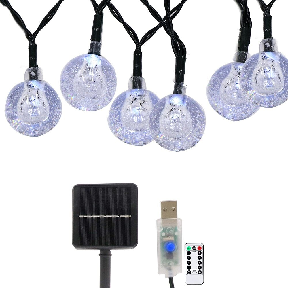 9.5m USB & Solar Powered 50 LED String Lights - Outdoor Garden, Path, Yard Waterproof Decor Lamp