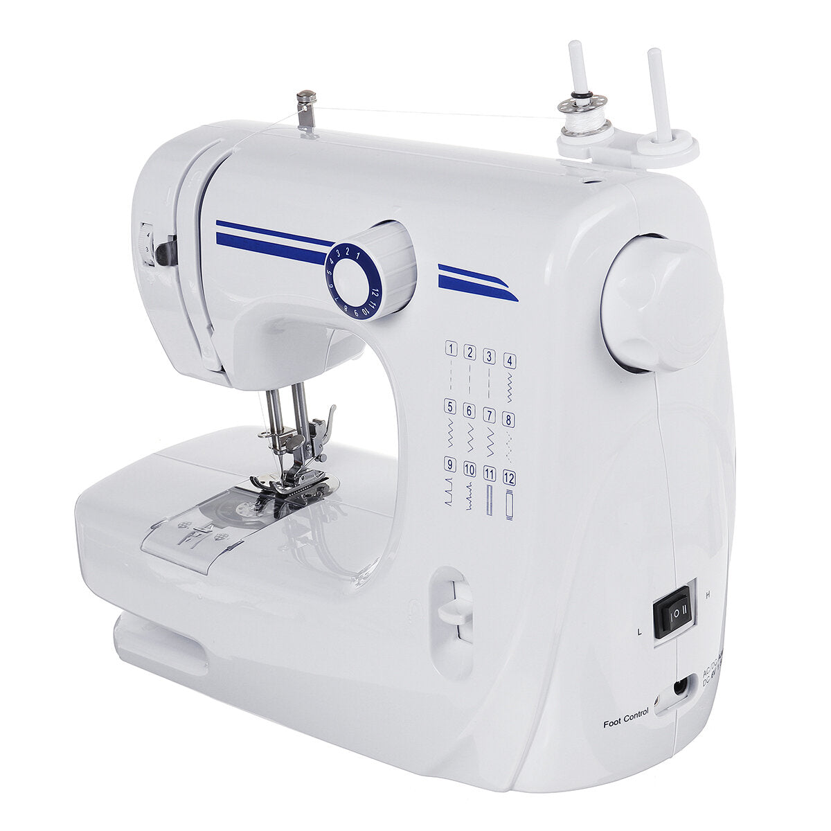 110-220V Portable Electric Double Thread Sewing Machine with 12 Stitches for Household Use