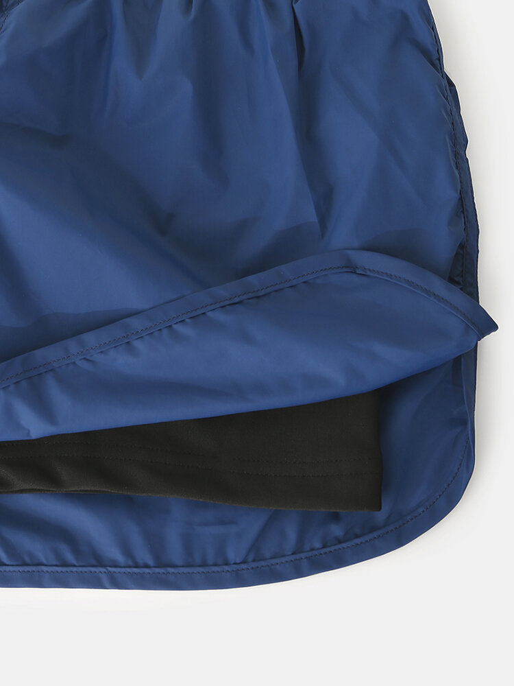 Schnelltrocknende, einfarbige Strand-Boardshorts für Herren mit Kompressionsfutter und Kordelzug