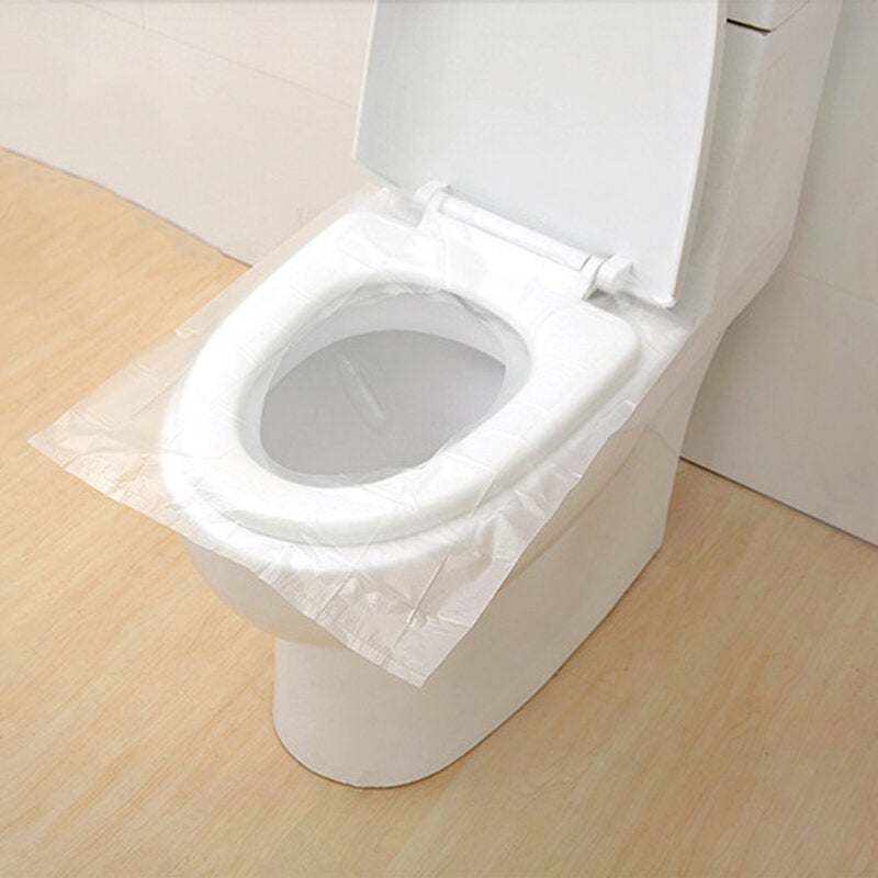 10 Pcs Disposable Transparent PE Membrane Toilet Seat Covers for Travel and Maternal Use