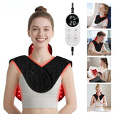 Red Light Therapy Neck & Shoulder Wrap, 660nm 850nm Infrared Shoulder Pad with 5 Heat Levels for Muscle & Joint Pain Relief