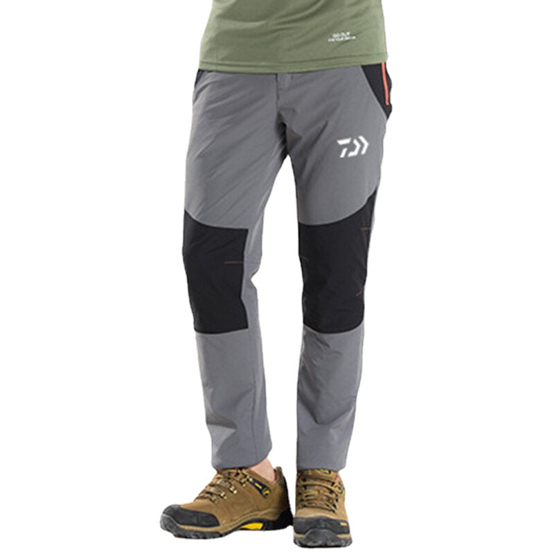 Men's Outdoor Water-Repellent Windproof Climbing Sport Pants with Elastic Waist and Zipper Fly