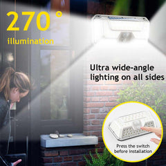 44COB+50LED Solar Lights, IP67 Wall Light, 3 Modes, 270 Degree Wide Angle, Motion Sensor Security Night Light