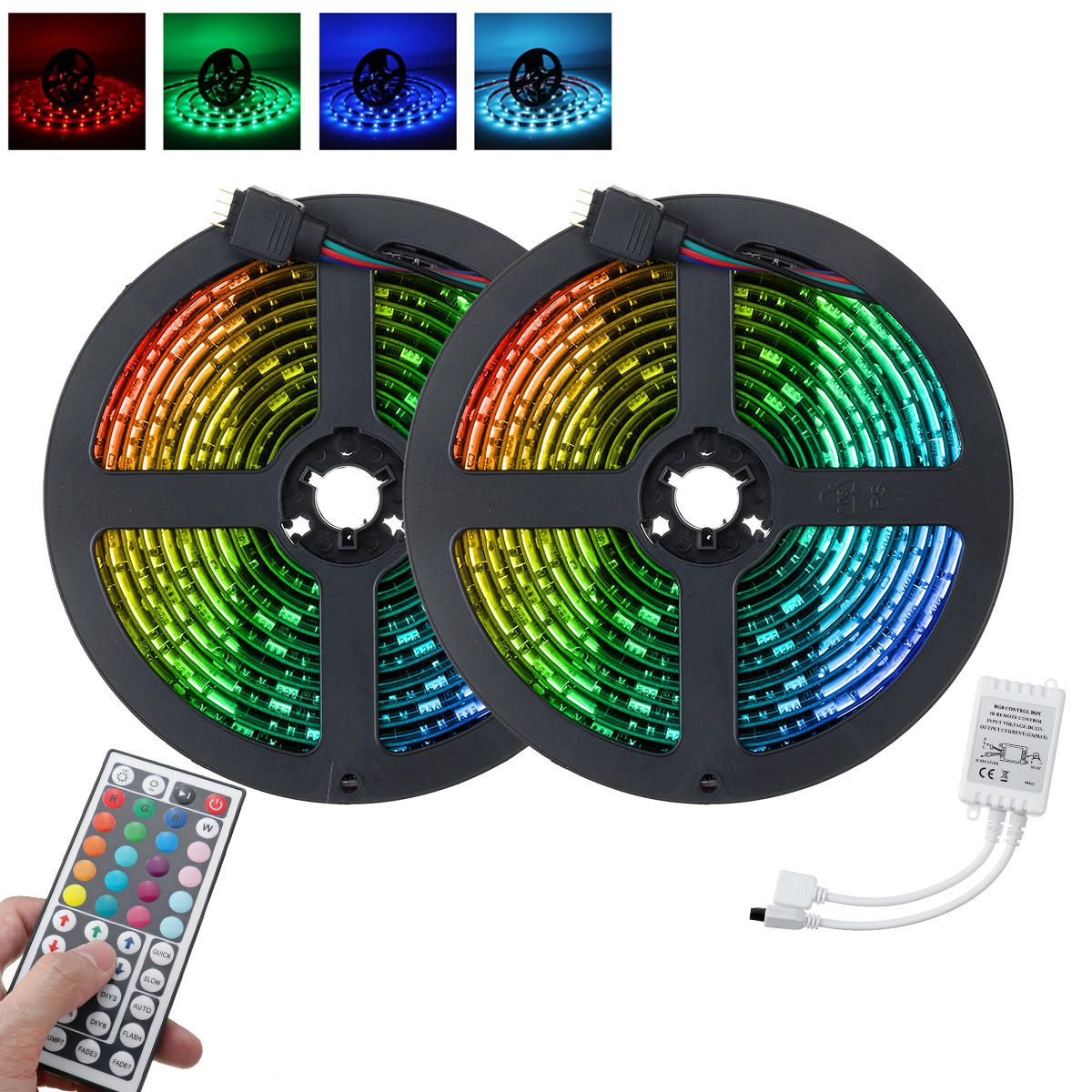 1M 2M 3M IP65 RGB 5050 SMD LED Strip Light Indoor/Outdoor Lamp + 44 Key Remote & IR Controller DC5V