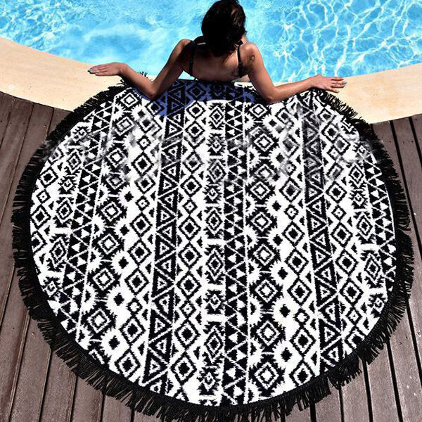 150cm European Style Round Beach Yoga Towel, Thin Polyester Fiber Tapestry, Bed Sheet, Tablecloth