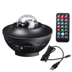 Multicolor Rotating LED Star Night Light Projector Lamp with Bluetooth Music and Remote Controller