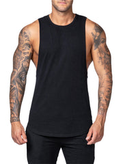 Atmungsaktive ärmellose Fitness-Tanktops aus Baumwolle für Herren – 5 Unifarben