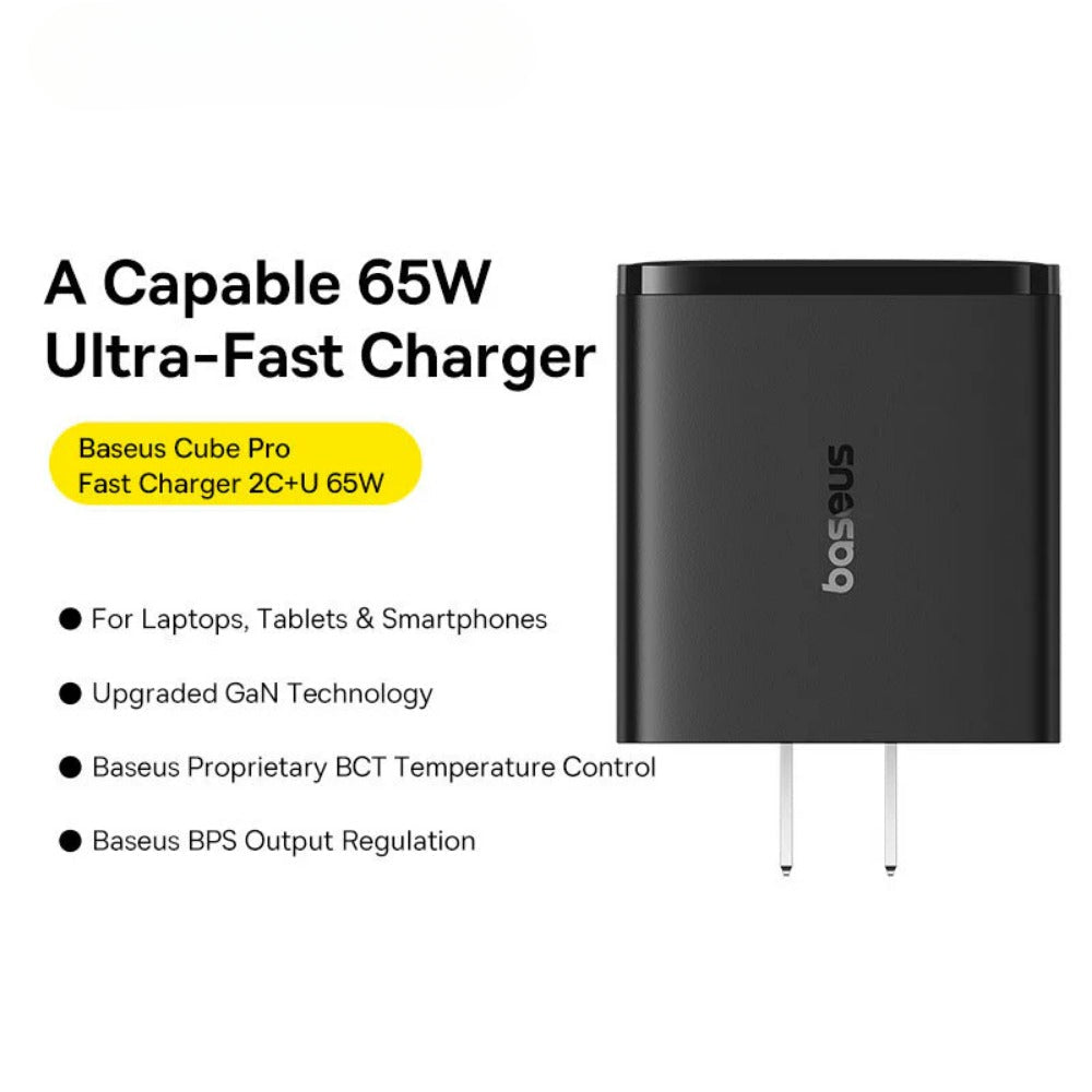 65W 3-Port USB PD Fast Charger for iPhone, Samsung, Xiaomi