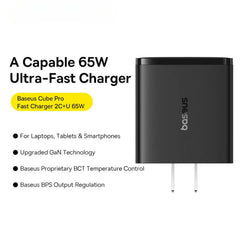 65W 3-Port USB PD Fast Charger for iPhone, Samsung, Xiaomi