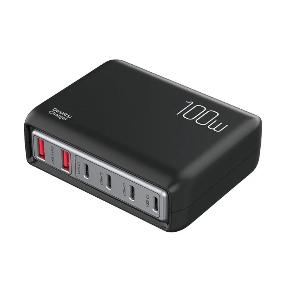 100W 6-Port USB PD Ladegerät, Schnellladestation für iPhone, Samsung, Huawei, Xiaomi