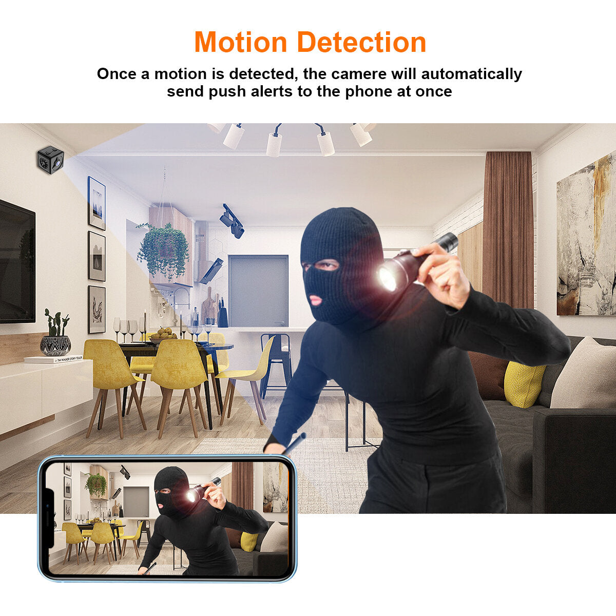 1080p HD Mini Wifi Camera with Night Vision, Motion Detection, Wireless Security Recorder and Monitor