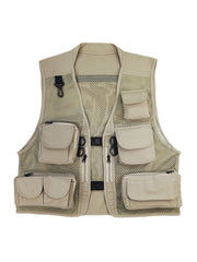 Men's Multi-Pocket Mesh Fishing & Climbing Vest - Breathable, Sporty, Multifunctional