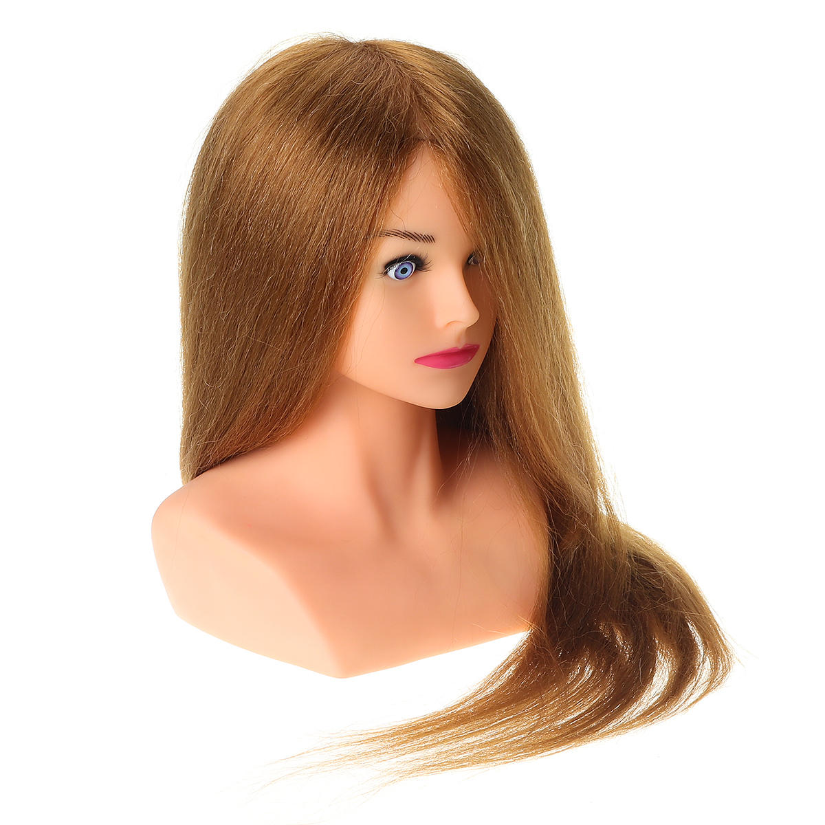 24" 100% Real Human Hair Mannequin Head for Hairdressing Training and Extensions