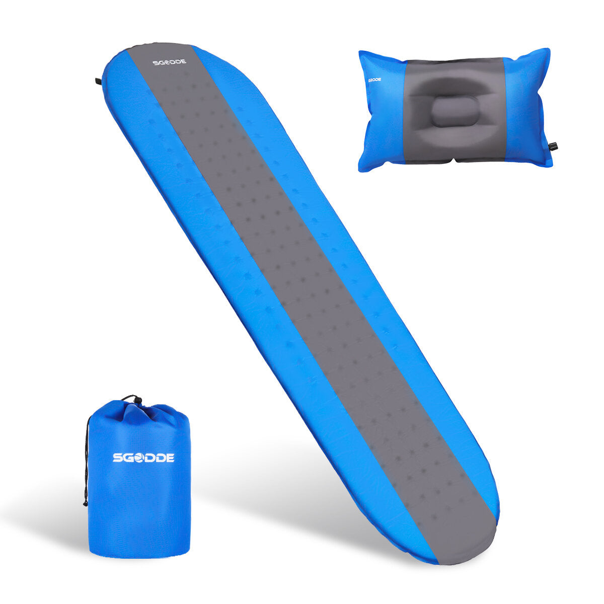 Self-Inflating Sleeping Mat with Pillow - Roll-Up Foam Bed Pad for Outdoor Camping & Hiking