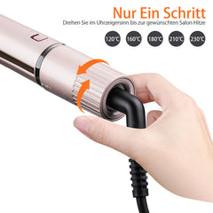 2-in-1 Hair Curling & Straightening Iron - Safe, Portable, Fast 15s Heat Up, Adjustable 5-Stage Temperature