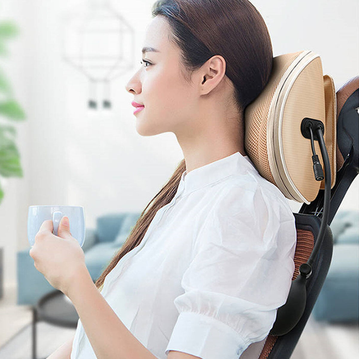 8-in-1 Electric Shiatsu Neck and Shoulder Massager with Heating, Kneading, Infrared Therapy, and Vibrating Head Pillow