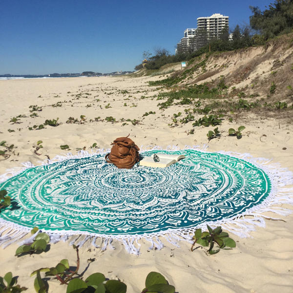 150cm European Style Round Beach Yoga Towel, Thin Polyester Fiber Tapestry, Bed Sheet, Tablecloth