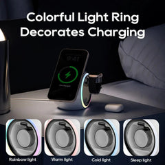 15W RGB Wireless Charger Stand for iPhone, Samsung, Huawei, Apple Watch, AirPods